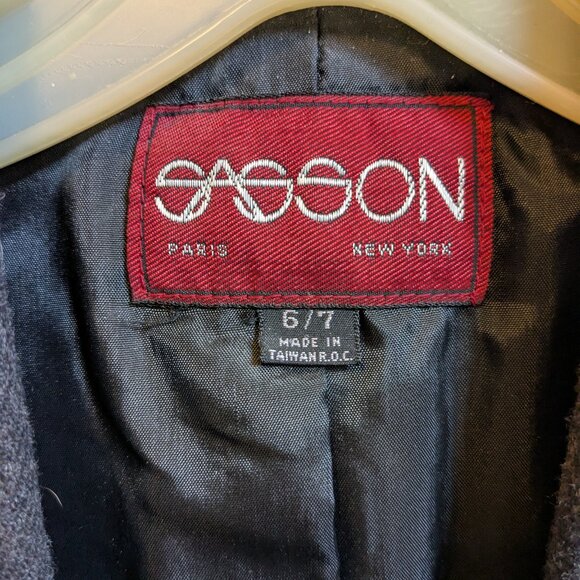 90s Vintage Sasson Designer Gray Wool Blend Jacket Skirt - Suit - Two Pieces - Picture 4 of 16